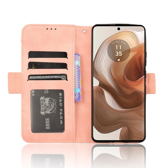 Flip case for Motorola Edge 50 Ultra, Card Slot, pink