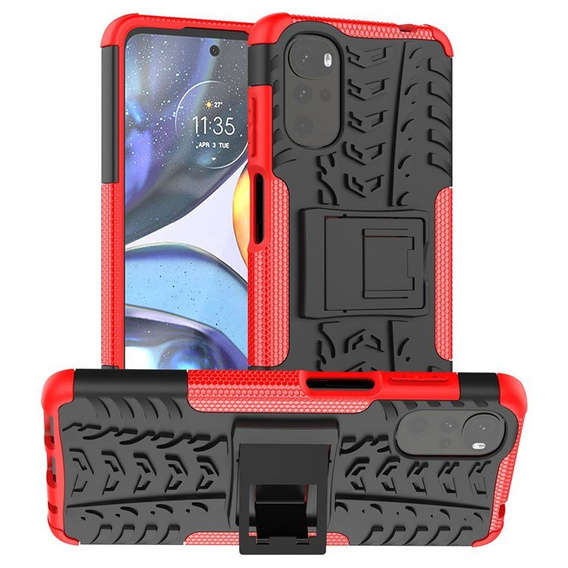 Case for Motorola Moto G22, Tire Armor, red