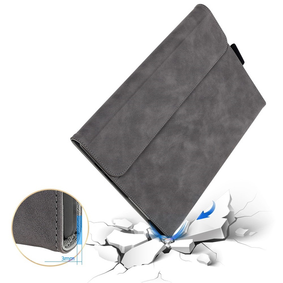 Case for Microsoft Surface Go 3/Go 2/Go, Wallet Pen Slot, grey