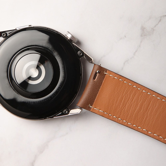 22mm Genuine Leather Coated Silicone Watch Band - Brown