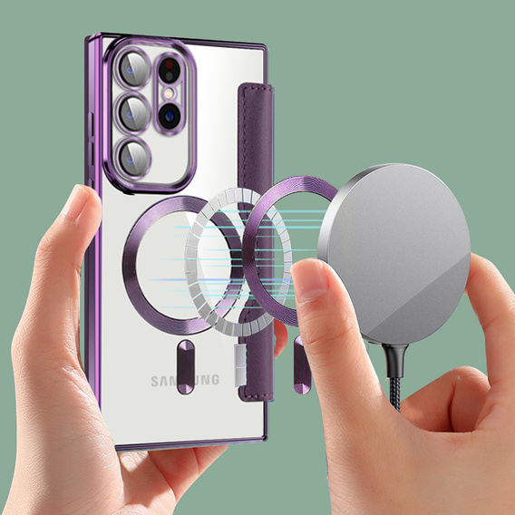 Flip case for Samsung Galaxy S23 Ultra, RFID Wallet MagSafe CamShield, purple