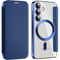 Flip case for Samsung Galaxy S24, RFID Wallet MagSafe CamShield, dark blue