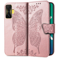 Flip case for Xiaomi Poco F4 GT, Butterfly, pink rose gold