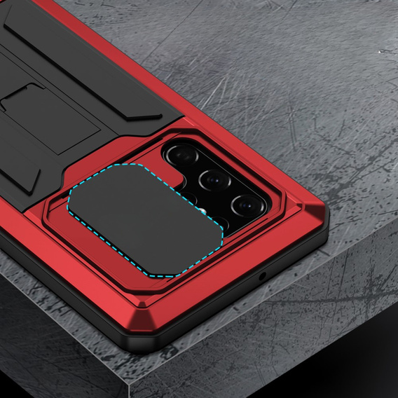 Armored case for Samsung Galaxy S22 Ultra, R-JUST CamShield Slide, red