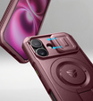 Armored case for iPhone 16, Dexnor CamProtect MagSafe, maroon