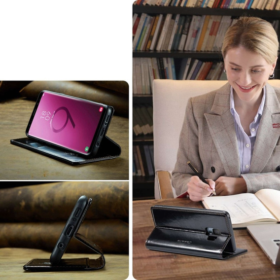 CASEME flip case for Samsung Galaxy S9, Waxy Textublack, black