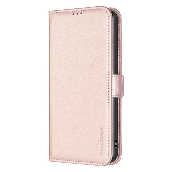 Flip case for Samsung Galaxy A15, BINFEN Wallet, rose gold + 9H glass