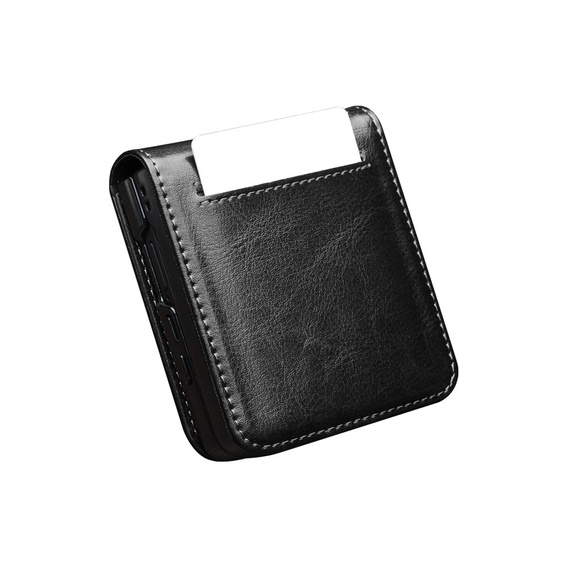 Leather wallet case black for Samsung Galaxy Z Flip7