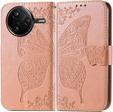Flip case for Xiaomi Poco F7 Pro, Butterfly, pink rose gold