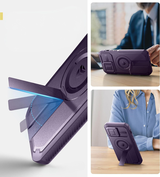 Armored case for iPhone 14 Pro Max, Dexnor CamProtect MagSafe, purple (Two frames)