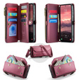 Flap case for Samsung Galaxy A17 5G, wallet case with lock and straps - red