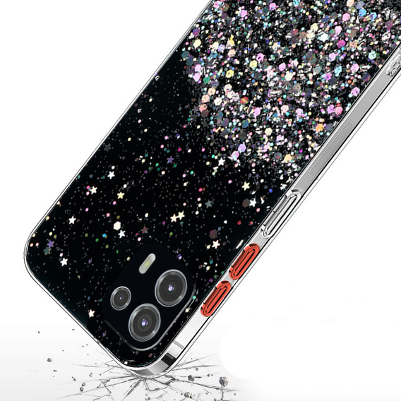 Case for Motorola Edge 20 Lite, Glittery, black