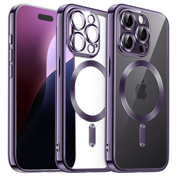 Case for iPhone 16 Pro, Electro MagSafe, purple + Screen Glass