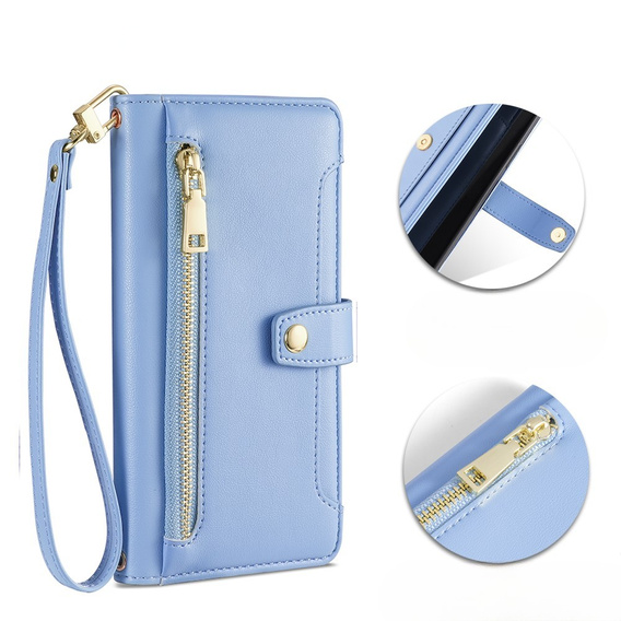 Flip case for Realme 14 Pro+ 5G, Wallet Zipper Pocket, blue