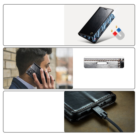 CASEME flip case for Samsung Galaxy A34 5G, Waxy Textublack, black