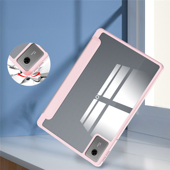 Case for Lenovo Idea Tab 11" 2025 TB336FU TB336ZU, with transparent back and stylus holder, pink