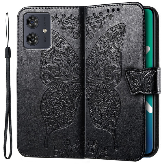 Flip case for Motorola Moto G54 5G, Butterfly, black