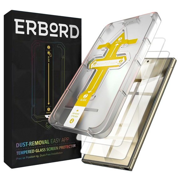 2x Tempered Glass for Samsung Galaxy S24 Ultra, ERBORD Easy App 9H Screen Protector