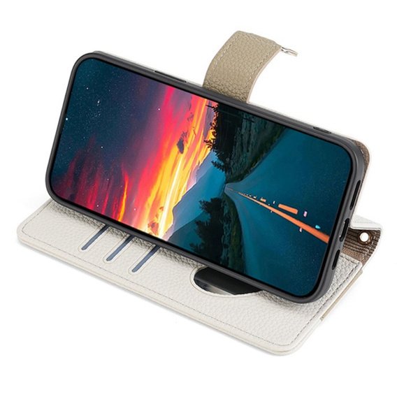 Flip case for Motorola Edge 40 Neo 5G, Wallet Zipper Pocket, with mirror, white