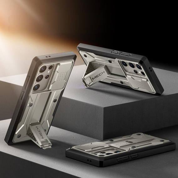 Case for Samsung Galaxy S24 Ultra, Tongate MECH with belt clip, titanium grey