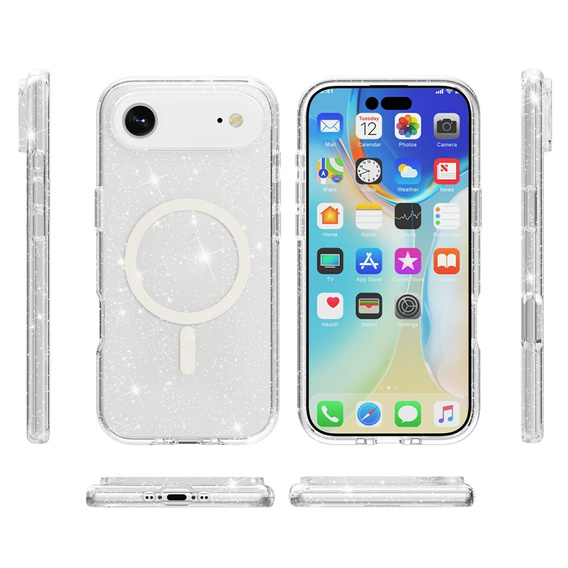 Case for iPhone Air, for MagSafe, glitter, transparent