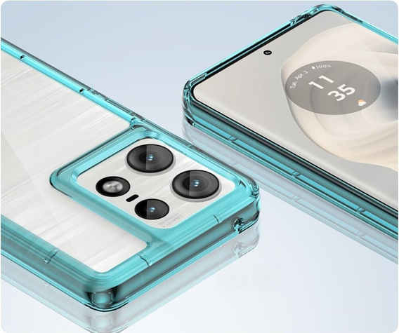 Case for Motorola Edge 50 Pro, Fusion Hybrid, transparent / blue