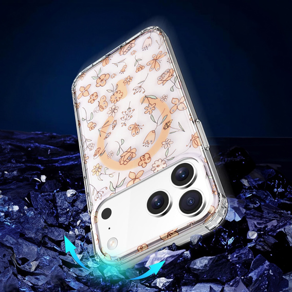 Magnetic case with floral laser pattern for iPhone 17 Pro