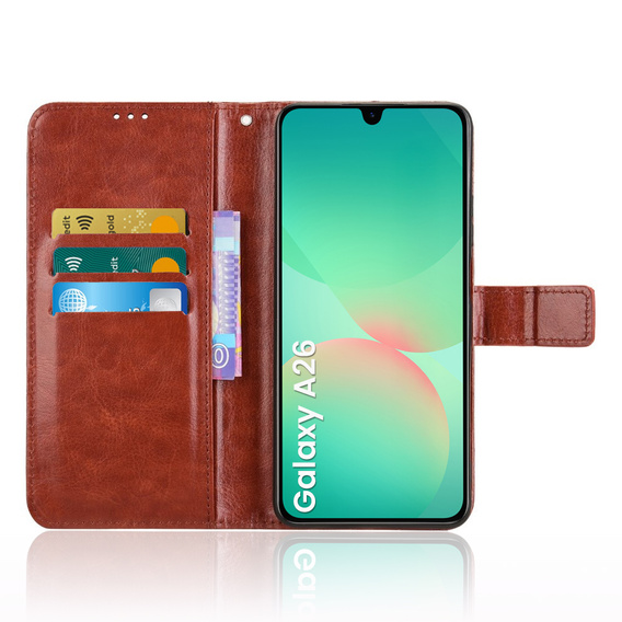 Flip case for Samsung Galaxy A26, Crazy Horse Wallet, brown