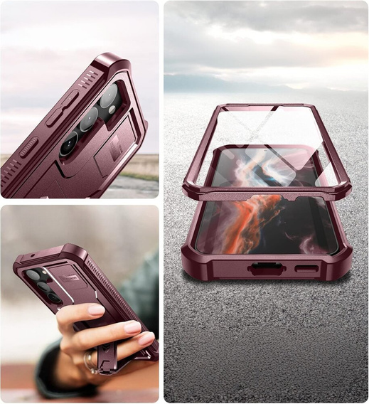 Armored case for Samsung Galaxy S23, Dexnor Full Body (Two Frames), red
