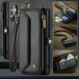 Case CASEME for Samsung Galaxy S25 Ultra, RFID Leather Wallet, with shoulder strap, black