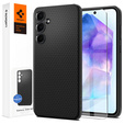 Spigen case for Samsung Galaxy A55 5G, Liquid Air, black + 9H Tempered Glass
