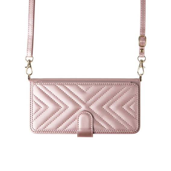 Crossbody Leather Wallet flip case for Oppo Reno 13F 5G, pink