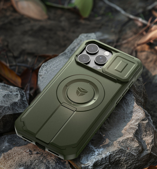 Armored case for iPhone 16 Pro Max, Dexnor CamProtect MagSafe, green