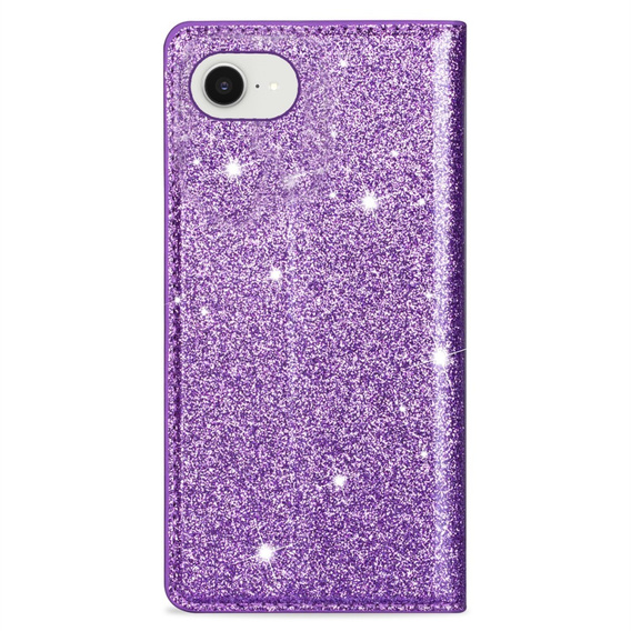 Flap case for iPhone 16E, Card Slot Glittery, purple