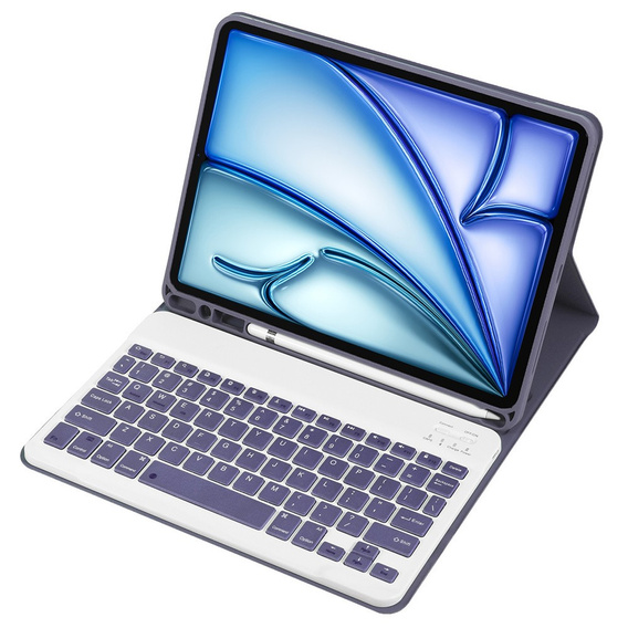 Case + keyboard Apple iPad Air 11" 6 gen. 2024, Leather Pen Slot, purple