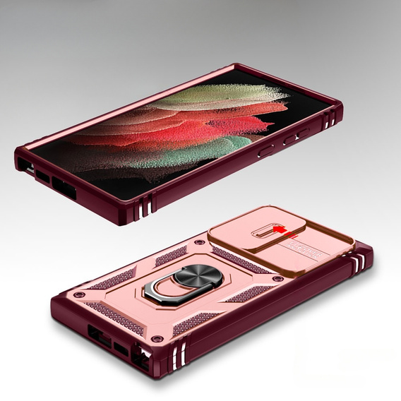 Case for Samsung Galaxy S23 Ultra, CamShield Slide, pink / red