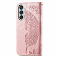 Flip case for Samsung Galaxy M35, Butterfly, pink rose gold