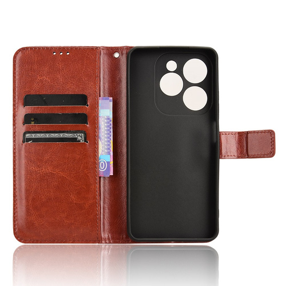 Flip case for Infinix Hot 40i, Crazy Horse Wallet, brown