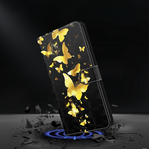 Flip case for Oppo A17, Wallet, Butterflies gold