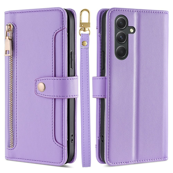 Flip case for Samsung Galaxy A54 5G, Wallet Zipper Pocket, purple