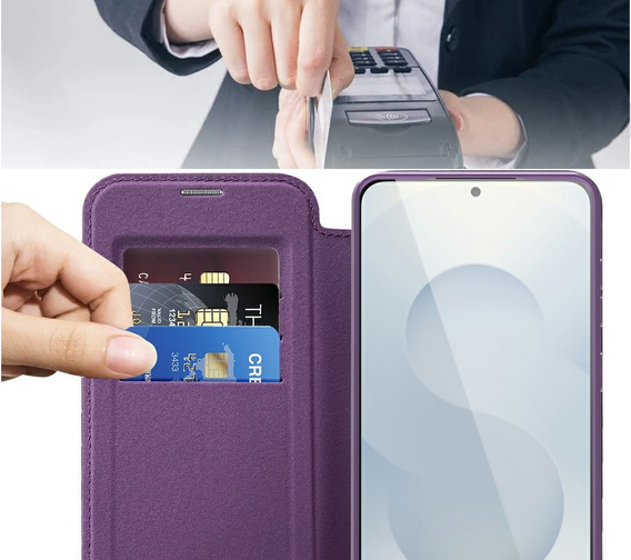 Flip case for Samsung Galaxy S25 Edge, RFID Wallet MagSafe CamShield, purple