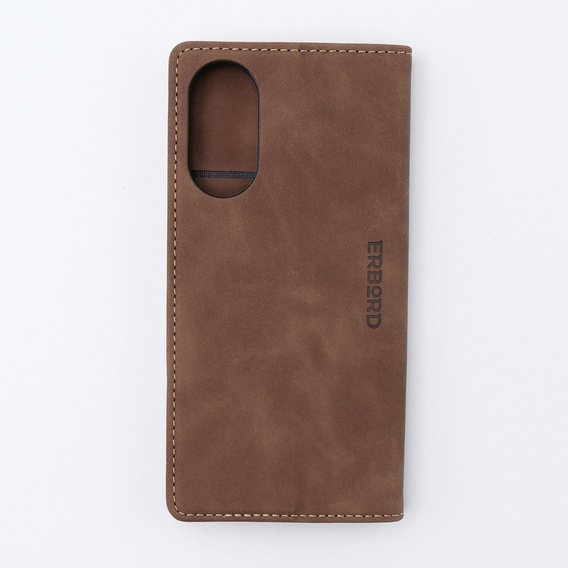 Case for Oppo A78 4G, ERBORD Vintage, wallet with flap, coffee