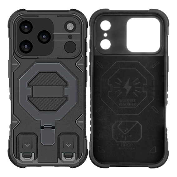 Case for iPhone 17 Pro Max, for MagSafe, armoured with stand, black