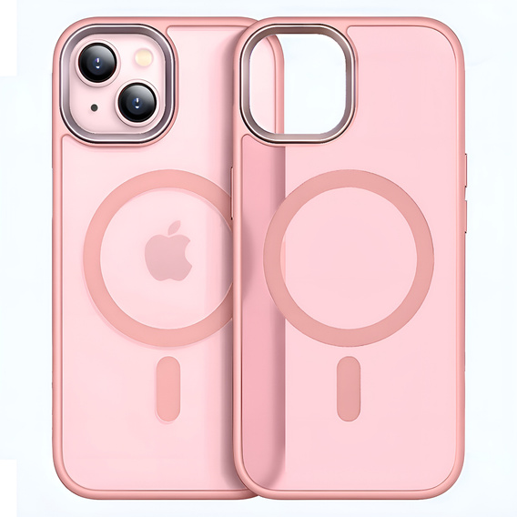 Case for iPhone 15, for MagSafe, ERBORD Matt Case, pink + Screen Glass