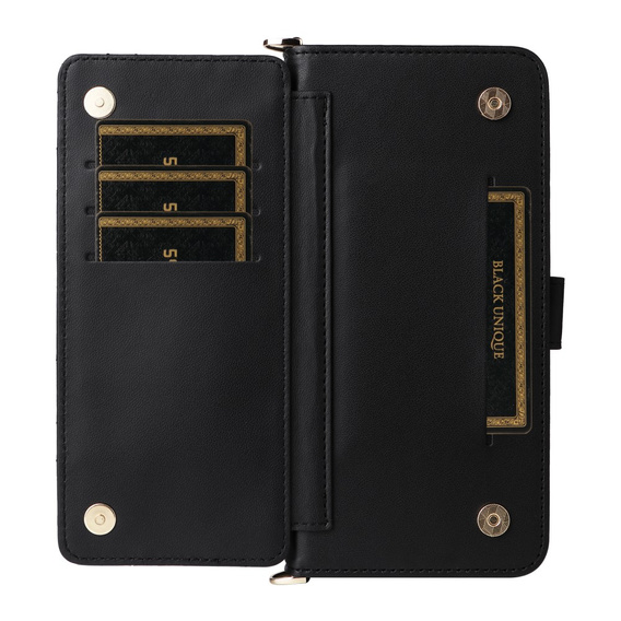 Crossbody Leather Wallet flip case for Oppo Reno 13F 5G, black