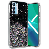 Case for OPPO Reno 6 5G, Glittery, black