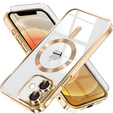 Case for iPhone 12, Electro MagSafe, gold + Screen Glass