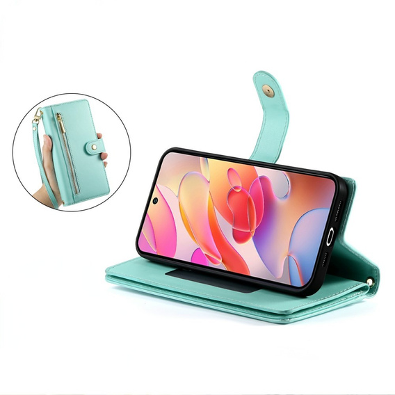 Flip case for Samsung Galaxy A56 5G, Wallet Zipper Pocket, green