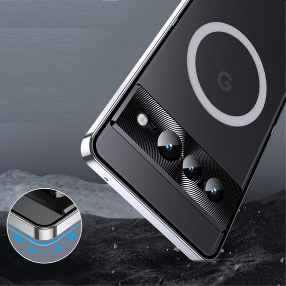 Camera Protection Case for Google Pixel 8 Pro, CamShield MagSafe, transparent / silver