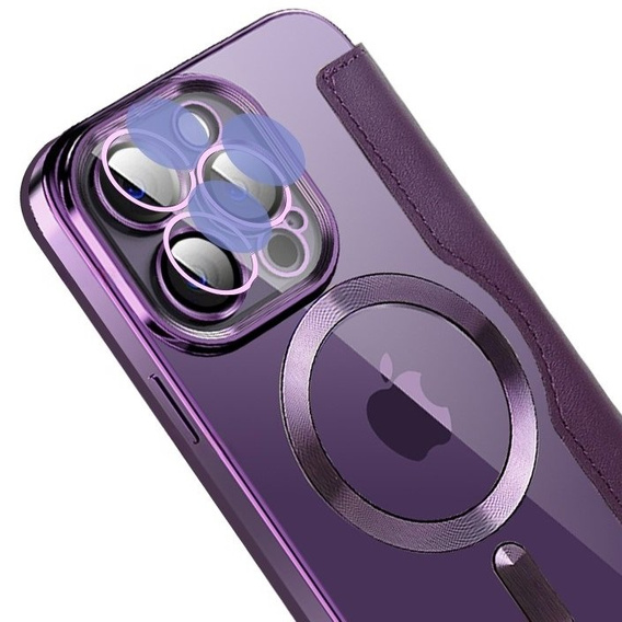 Flip case for iPhone 14 Pro, RFID Wallet MagSafe CamShield, purple